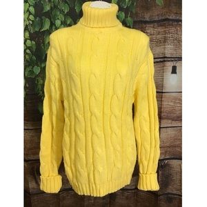 Vintage Chunky Cable Knit Yellow Turtleneck Sweater